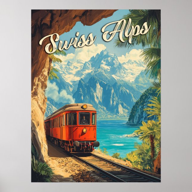 Red Steam Locomotive Souvenir: Vintage Schweizer A Poster (Vorne)