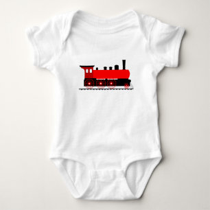 Red Steam Motor Baby Strampler