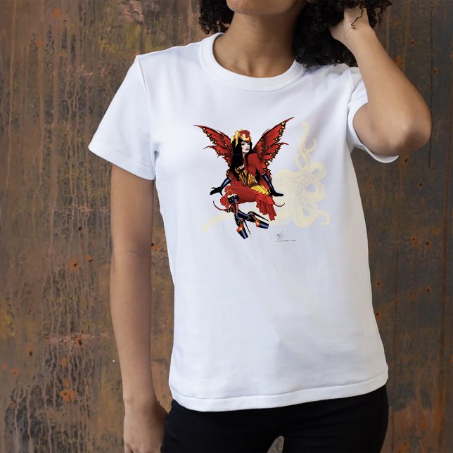 Red Steampunk Fairy Octopus T-Shirt (Von Creator hochgeladen)