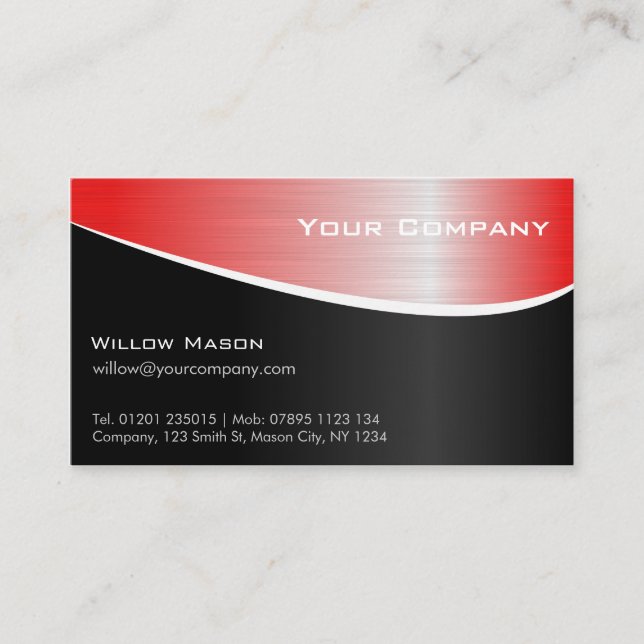 Red Steel Effect Professional Business Card Visitenkarte (Vorderseite)