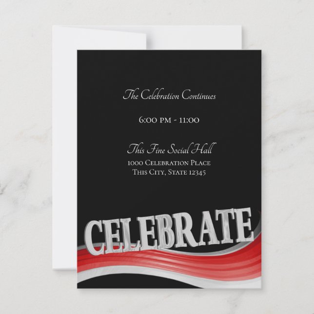 Red Steel Wave Celebration Empfang Card Einladung (Vorderseite)