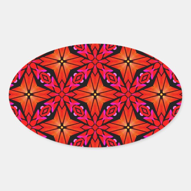 Red Sternexplosion Design Ovaler Aufkleber (Vorderseite)
