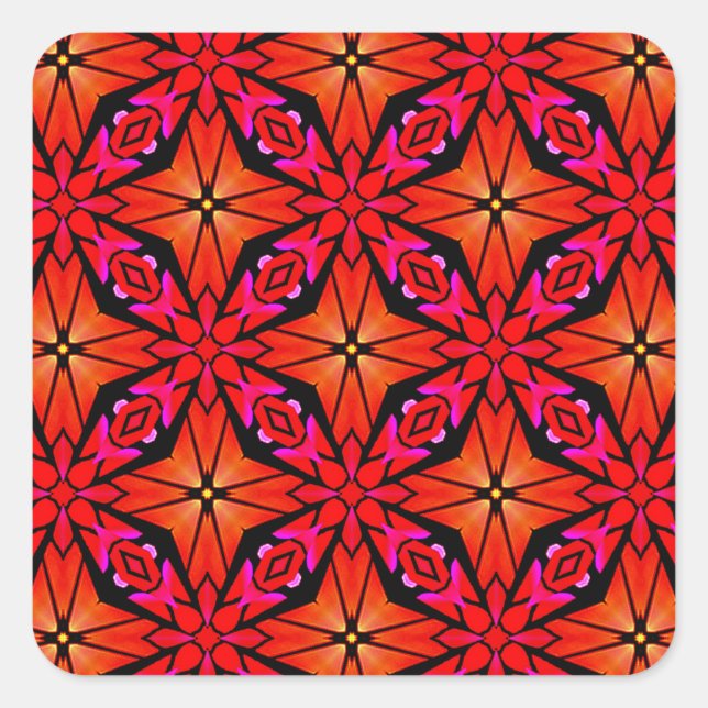 Red Sternexplosion Design Quadratischer Aufkleber (Vorderseite)