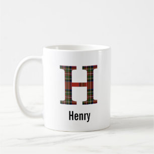 Red Stewart Kariert Monogram H Tasse