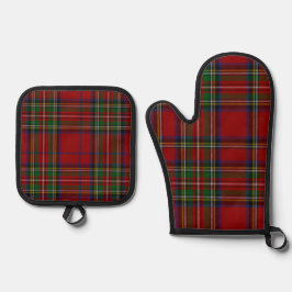 Red Stewart Plaid Tartan for Christmas Ofenhandschuh & Topflappen-Set