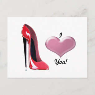 Red Stiletto High Heel Shoe Art Postkarte