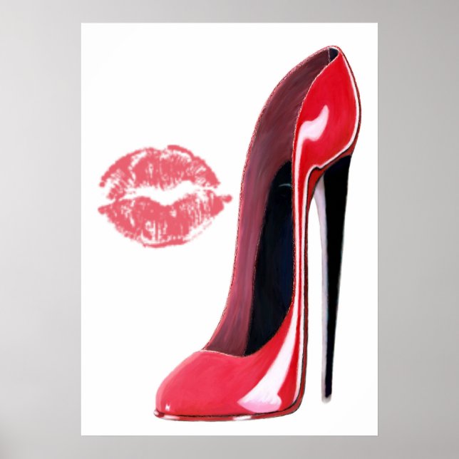 Red Stiletto Shoe und Kiss Poster (Vorne)