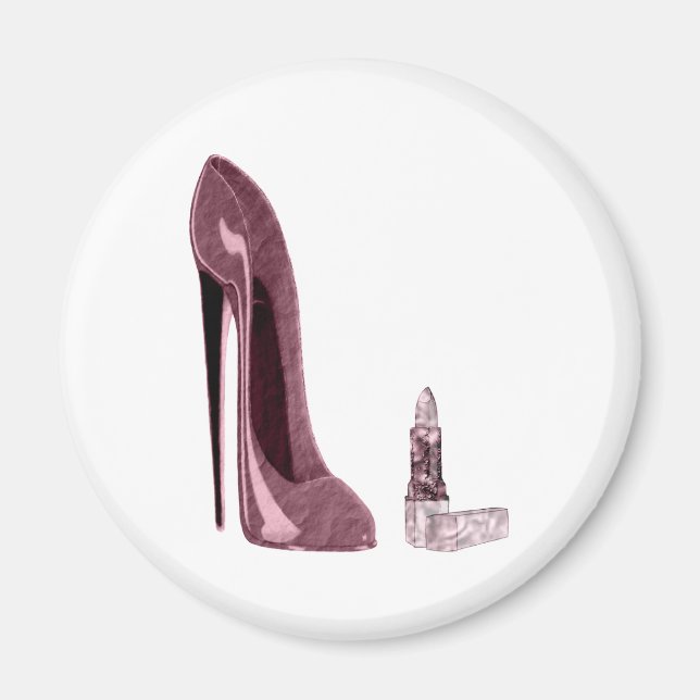Red Stiletto Shoe und Lipstick Magnet (Vorne)