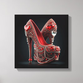 Red Stilettos with Heart Shaped Diamonds Leinwanddruck