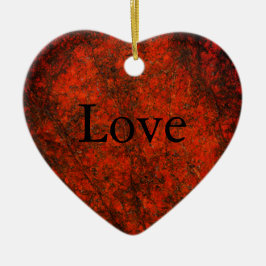 Red Stone Heart Print Keramik Ornament