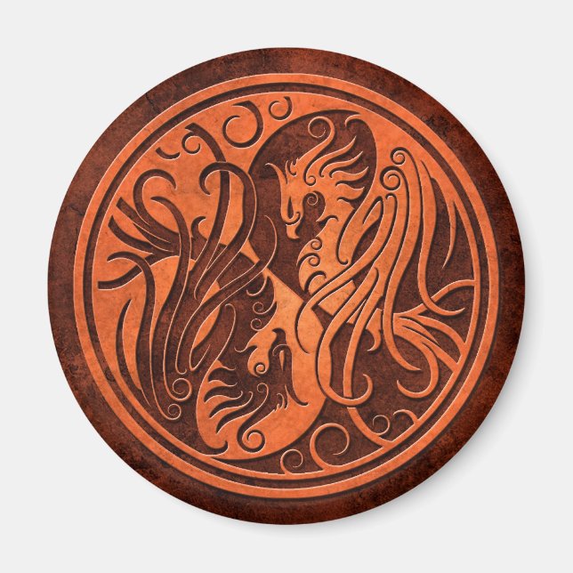 Red Stone Yin Yang Phoenix Magnet (Vorne)