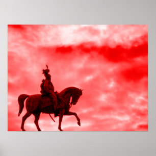 Red Storm Sky Pferd und Soldat Print Poster