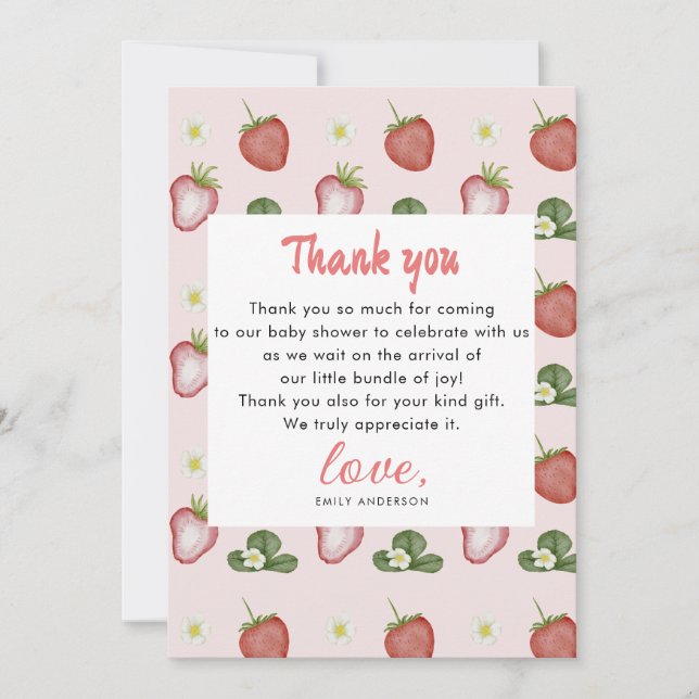 Red Strawberr Sweet Appreciation Girl 1. Geburtsta Dankeskarte (Vorderseite)