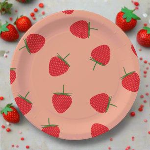 Red Strawberries Berry Sweet Baby Dusche Geburtsta Pappteller