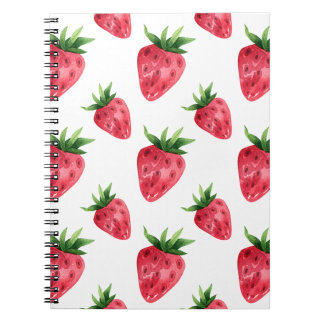Red Strawberries Pattern Notizblock (Vorderseite)