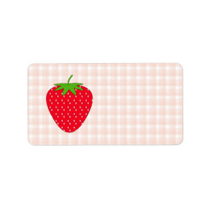 Red Strawberry auf Gingham Karo. Adressaufkleber