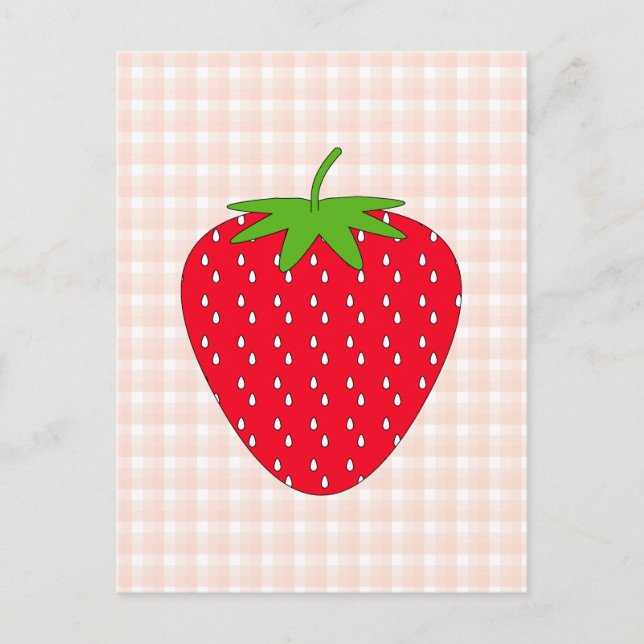 Red Strawberry auf Gingham Karo. Postkarte (Vorderseite)