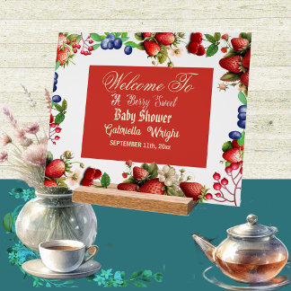 Red Strawberry Baby Dusche | Blue Berry Sweet Nied Acrylschild