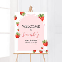 Red Strawberry Baby Dusche Willkommen
