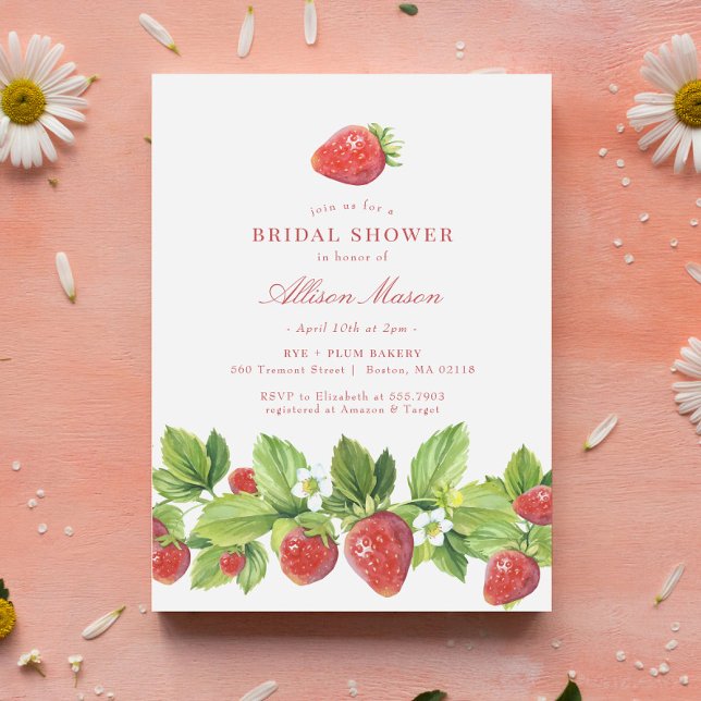 Red Strawberry Berry Bridal Dusche Einladung (Von Creator hochgeladen)