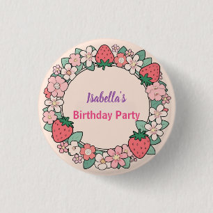Red Strawberry berry Daisy Birthday Party für sie Button