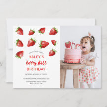 Red Strawberry Berry erstes 1. Baby Foto Geburtsta