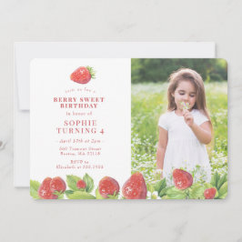 Red Strawberry Berry Sweet Birthday Einladung