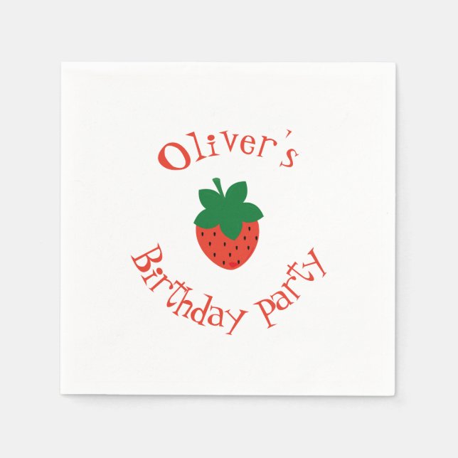 Red Strawberry Birthday Party Serviette (Vorderseite)