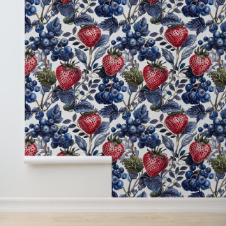 Red Strawberry & Blue Blueberry Farm Style Tapete