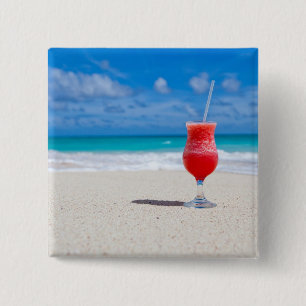 Red Strawberry Drink am Sandy Beach Button