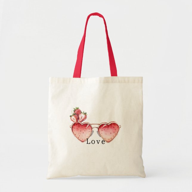 Red Strawberry Heart Colored Glasses Tragetasche (Vorne)