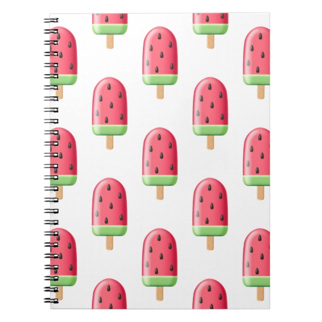 Red Strawberry Ice Cream Pattern Notizblock (Vorderseite)