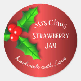 Red Strawberry jam Weihnachtslabel Runder Aufkleber