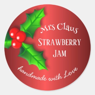 Red Strawberry jam Weihnachtslabel Runder Aufkleber