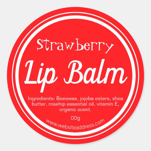Red Strawberry Lip Balm Pot Lable Runder Aufkleber (Vorderseite)