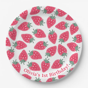 Red Strawberry Name Birthday Party Teller