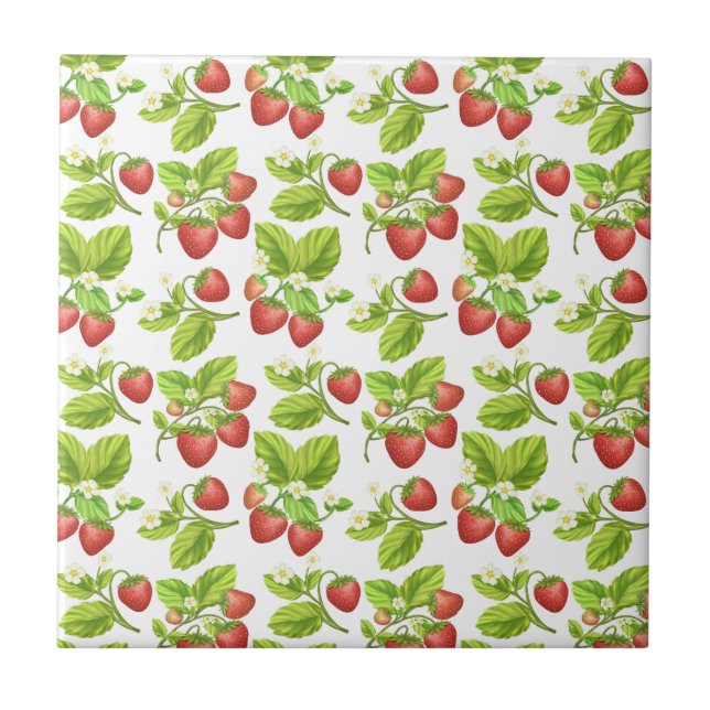 Red Strawberry Pattern Fliese (Vorderseite)