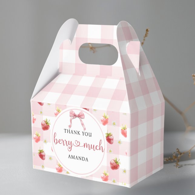 Red Strawberry Pink Kariert Danke Berry Much Geschenkschachtel (Von Creator hochgeladen)