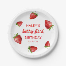 Red Strawberry Watercolor Berry 1. Baby Birthday