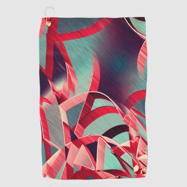Red streaks over blue or gray, drizzled image golfhandtuch (Vorderseite)