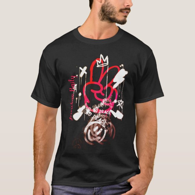 Red Street Spray Paint Graffiti No Peace T-Shirt (Vorderseite)