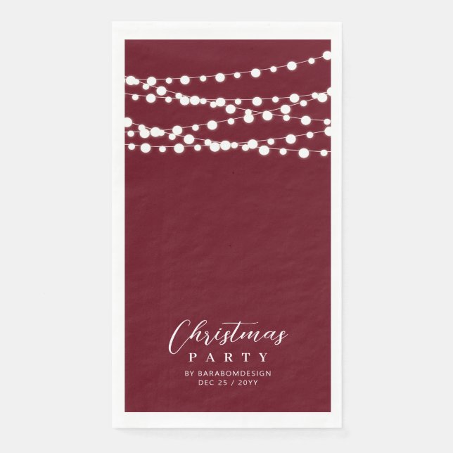 Red String Lights Elegante Weihnachtsfeier Serviette (Vorderseite)
