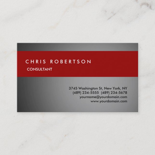 Red Strip Black Attraktive Charming Business Card Visitenkarte (Vorderseite)