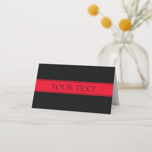 Red Strip & Black Background oder DIY-Platzkarte Platzkarte (Vorderseite)