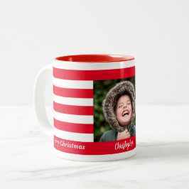 Red Strip Holiday Foto Collage Zweifarbige Tasse