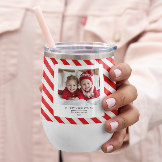 "Red Stripe avec Photo Joyeux Noël et Nom (Créateur téléchargé)