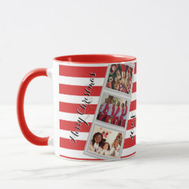 Red Stripe Christmas Photo 3 Pictures Three Photo Tasse