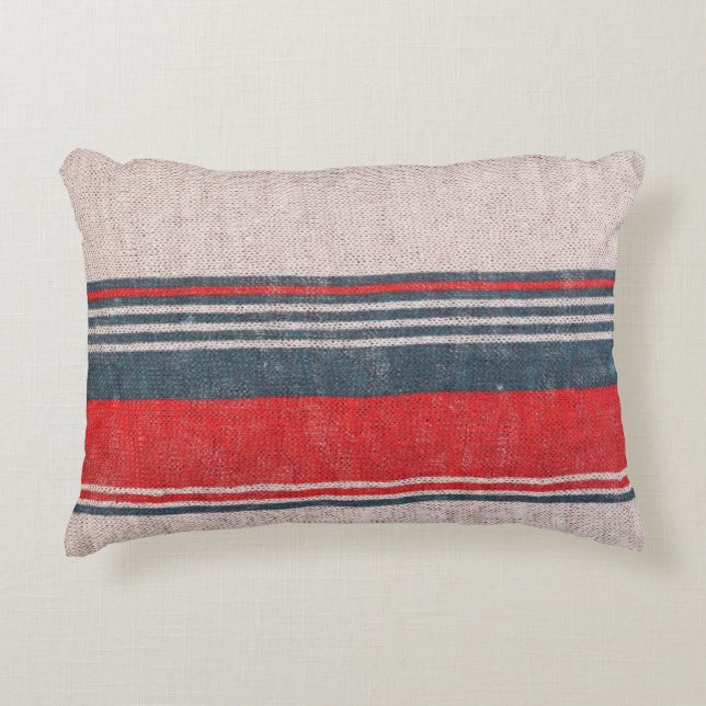 Red Stripe Linen: Textur von Knitwear Dekokissen (Vorderseite)