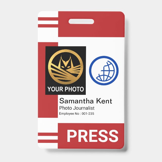 Red Stripe Spalten Special Foto Frame Press ID Ausweis (Vorderseite)