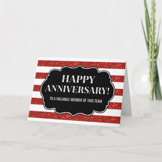 Red Stripes Anniversary Card für Mitarbeiter Karte (Vorderseite)